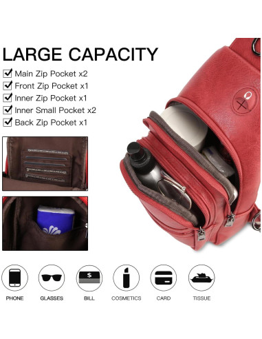 Bolso Bandolera Cruzado para Mujeres Rojo 03 - Ligero y Duradero
