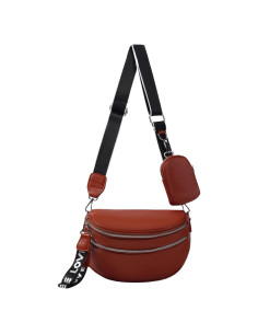 Riñonera Cruzada para Mujeres FFEDAYUN Marrón con Correa Ajustable