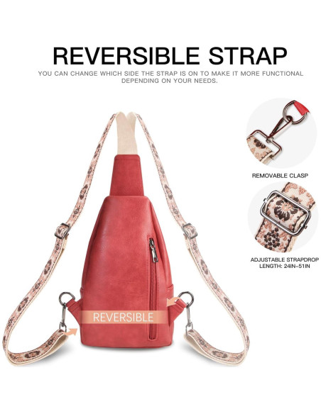 Bolso Bandolera Cruzado para Mujeres Rojo 03 - Ligero y Duradero