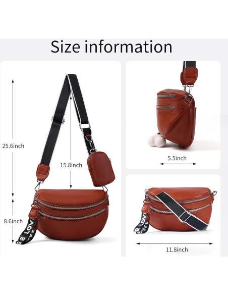 Riñonera Cruzada para Mujeres FFEDAYUN Marrón con Correa Ajustable