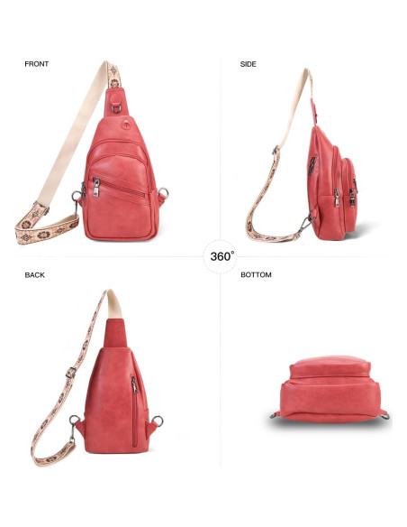 Bolso Bandolera Cruzado para Mujeres Rojo 03 - Ligero y Duradero