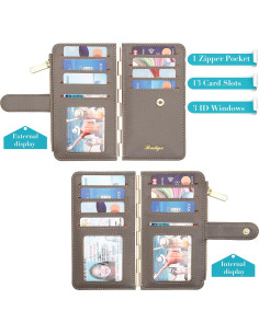 Tarjetero Badiya para Mujeres con Bloqueo RFID - Bifold Slim 13 Ranuras 2