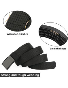 Cinturón Elástico para Hombre 2-Pack Nylon Hebilla Metal 3.3cm 2