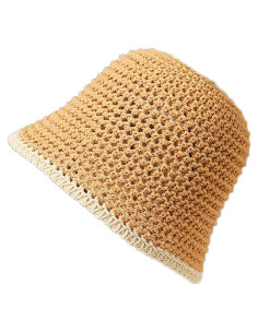 Sombrero de Paja Natural con Protección Solar Talla Única Caqui