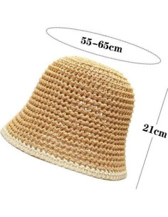 Sombrero de Paja Natural con Protección Solar Talla Única Caqui 2