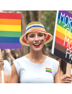 Sombrero de Sol de Paja Arcoíris DOCILA para Mujeres - Plegable 2