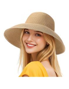 Sombrero de Playa Plegable de Paja para Mujeres - Protección UV