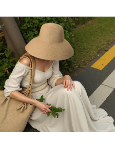 Sombrero de Playa Plegable de Paja para Mujeres - Protección UV 2