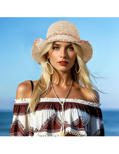 Sombrero de Paja DOCILA Floral para Mujeres - Plegable y Ligero 2