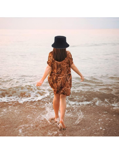 Sombrero de Cubo Reversible de Algodón Unisex - Cuadros Negros