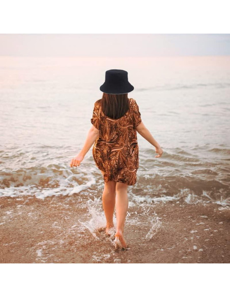 Sombrero de Cubo Reversible de Algodón Unisex - Cuadros Negros