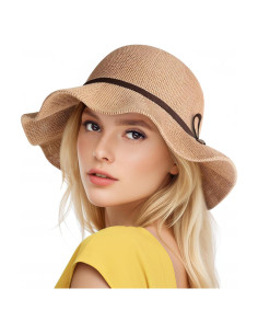 Sombrero de Playa Plegable para Mujeres UPF 50+ Caqui