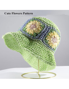 Sombrero de Paja Flexible para Mujeres Verde Floral 54-60 cm 2