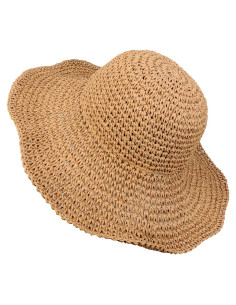 Sombrero de Paja Flexible para Mujeres - Verano Mediano Caqui