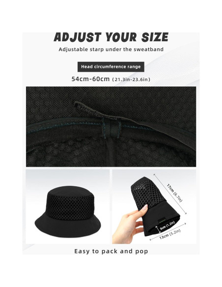 Sombrero de Cubo Transpirable OnWander Negro Talla Única