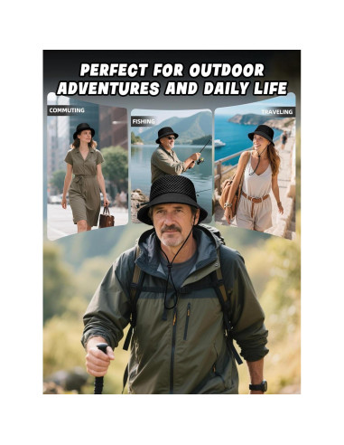 Sombrero de Cubo Transpirable OnWander Negro Talla Única