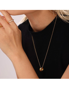 Collar de Colgante Múltiples Anillos Oro 14K Acero Inoxidable 2