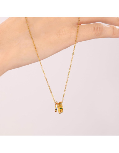 Collar de Colgante Múltiples Anillos Oro 14K Acero Inoxidable