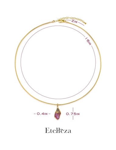 Collar de Colgante Doble de Piedra Natural Morado - Etelleza