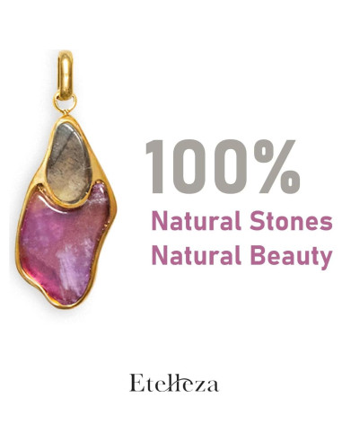 Collar de Colgante Doble de Piedra Natural Morado - Etelleza