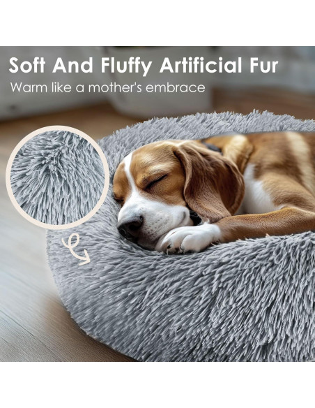 Cama Donut Calmante para Perros y Gatos Hoewina 50.8cm Gris