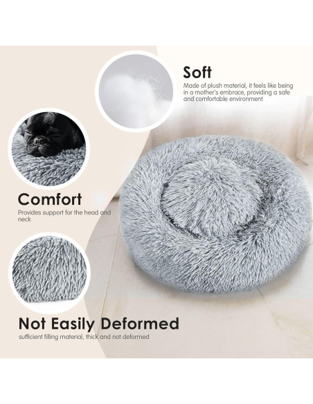 Cama Donut Calmante para Perros y Gatos Hoewina 50.8cm Gris