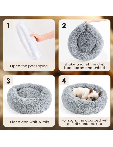 Cama Donut Calmante para Perros y Gatos Hoewina 50.8cm Gris