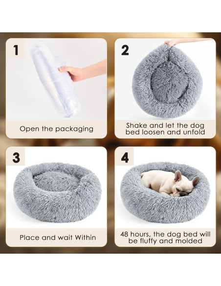 Cama Donut Calmante para Perros y Gatos Hoewina 50.8cm Gris