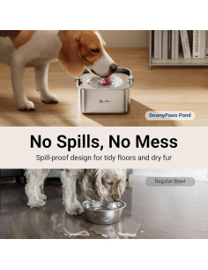 Cuenco de Agua Sin Derrames DownyPaws 3L Acero Inoxidable 2