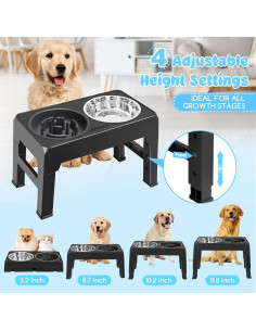 Soporte Elevado para Perros URPOWER con Comedero Lento Ajustable 2