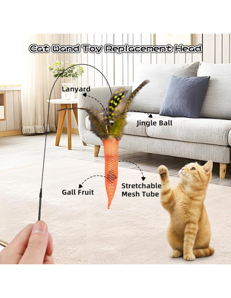 Juego de Juguetes Interactivos para Gatos TXRRURE - 4 Estilos con Plumas y Hierba Gatera