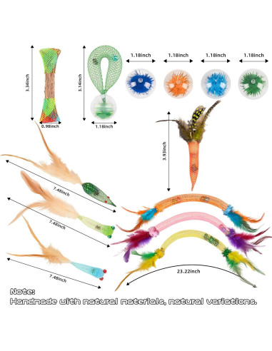 Juego de Juguetes Interactivos para Gatos TXRRURE - 4 Estilos con Plumas y Hierba Gatera