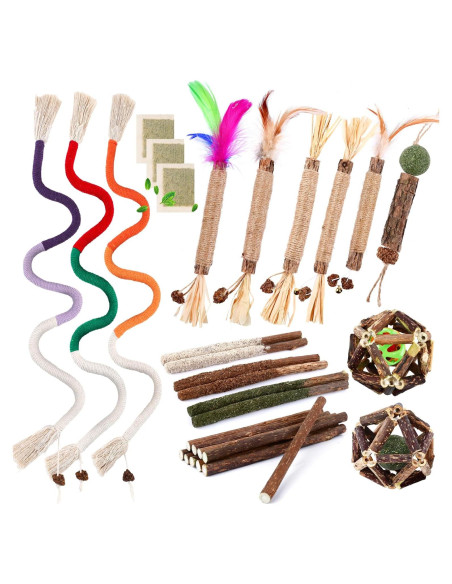 27 Juguetes Masticables para Gatos WOUSEDO - Hierba Gatera Natural