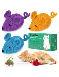 Juguetes para Gato Retro Shaw - Ratones de Hierba Gatera 3 Pcs