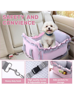 Asiento de Coche para Perros Homcosan Rosa 74.9x63.5 cm 2