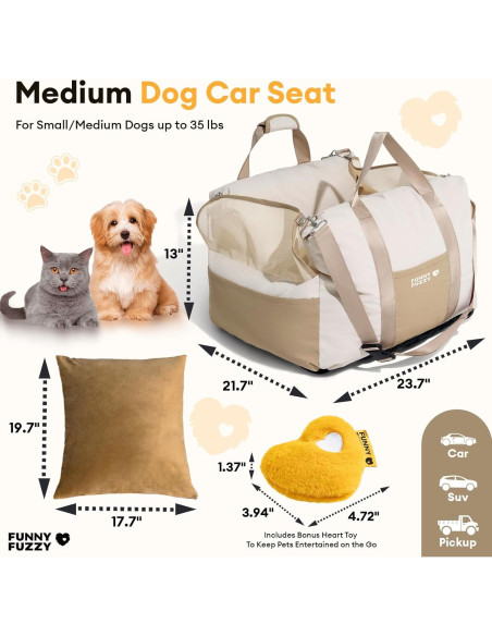 Asiento de Coche Impermeable FUNNY FUZZY para Perros hasta 15kg