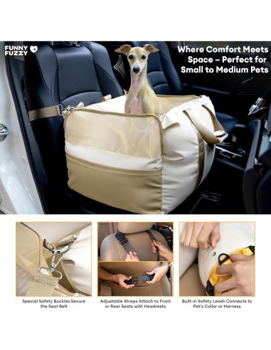 Asiento de Coche Impermeable FUNNY FUZZY para Perros hasta 15kg