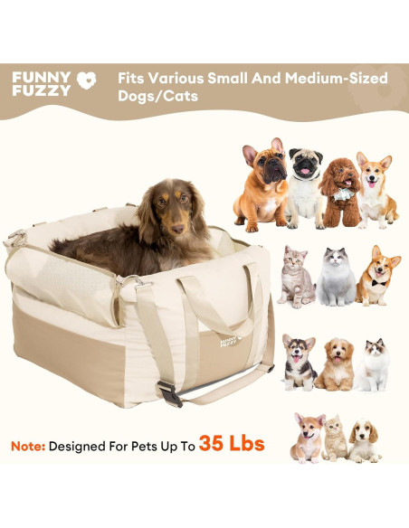 Asiento de Coche Impermeable FUNNY FUZZY para Perros hasta 15kg