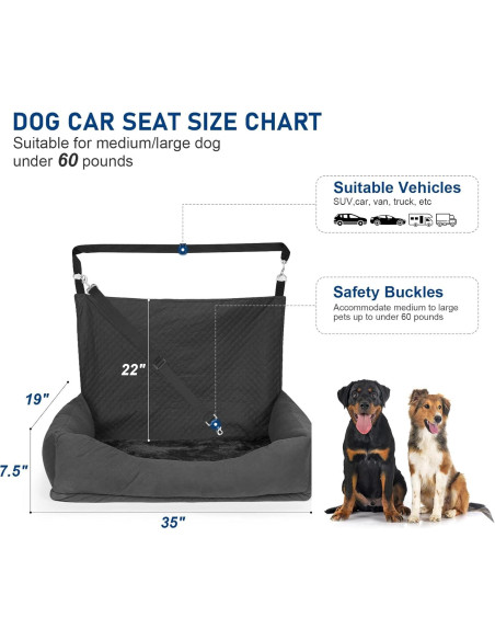 Asiento de Coche para Perros Bnonya Mediano 88.9x48.3cm Antideslizante