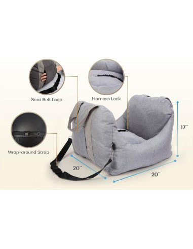 Asiento de Coche para Perros PET AWESOME Gris Claro 50.8x50.8cm