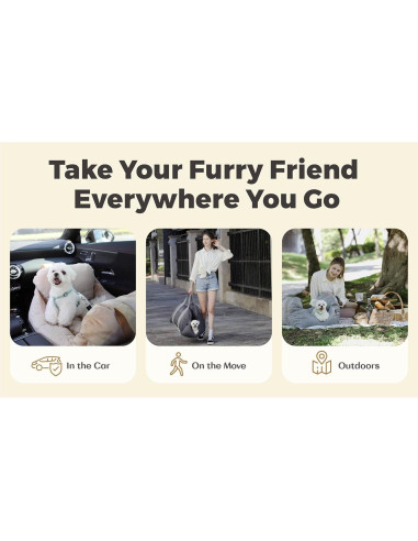 Asiento de Coche para Perros PET AWESOME Gris Claro 50.8x50.8cm