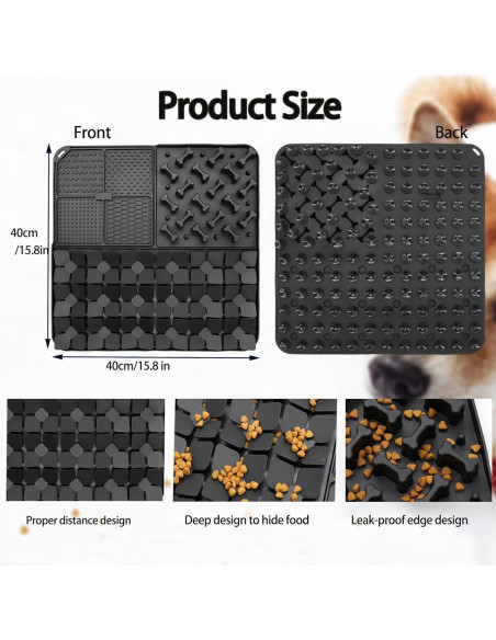 Alfombra de Olfateo de Silicona Femont Grande Negra 40x40cm