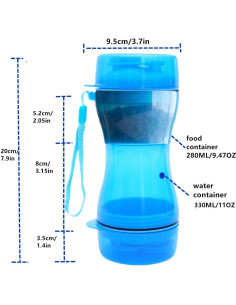 Botella de Agua para Perros Trssorm 330ml Azul a Prueba de Fugas 2