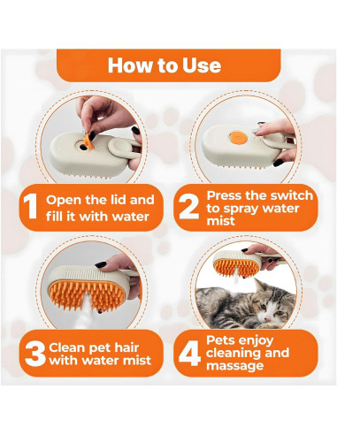 Cepillo Deshedding Multifuncional Petayouj 4-en-1 Blanco