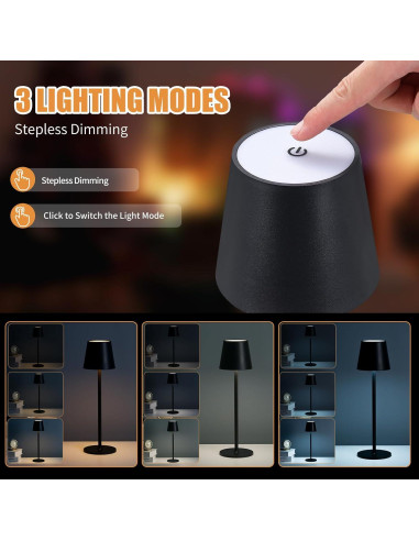 Lámpara de Mesa Inalámbrica Recargable IMQSQIK 4600mAh Negra