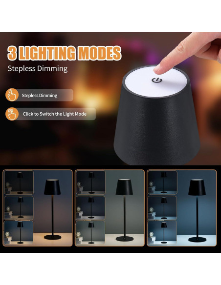 Lámpara de Mesa Inalámbrica Recargable IMQSQIK 4600mAh Negra