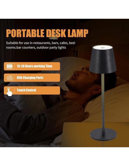 Lámpara de Mesa Inalámbrica Recargable IMQSQIK 4600mAh Negra