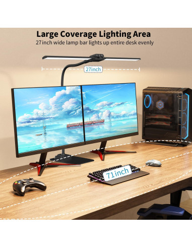 Lámpara de Escritorio KableRika Doble Luz LED 70.6cm Regulable