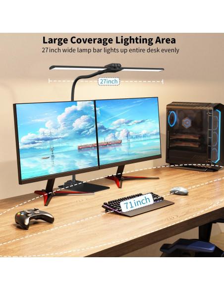 Lámpara de Escritorio KableRika Doble Luz LED 70.6cm Regulable