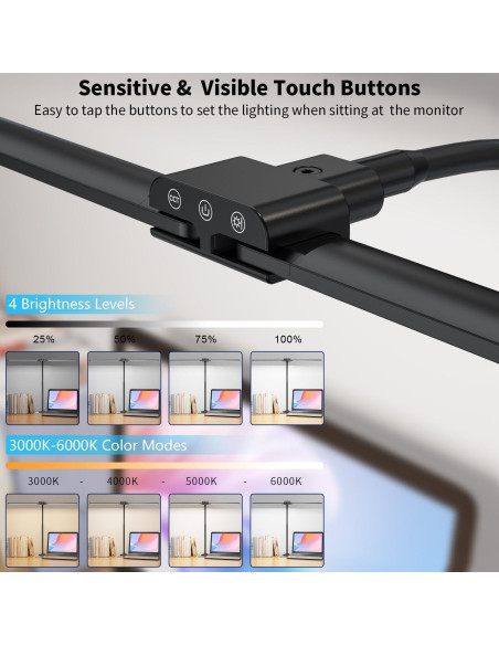 Lámpara de Escritorio KableRika Doble Luz LED 70.6cm Regulable